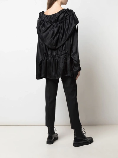 Shop Ann Demeulemeester Hooded Pleated Blouse In Black