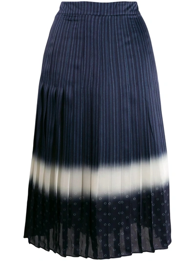 Shop Tory Burch Printed Pleated Skirt In Blue