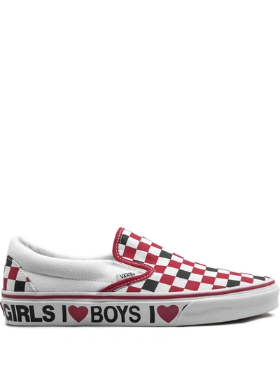 Shop Vans Classic Slip-on "i Heart" Sneakers In Red