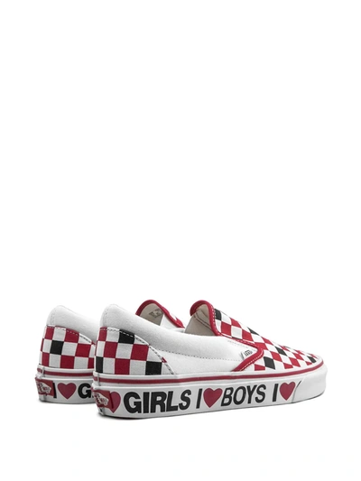 Shop Vans Classic Slip-on "i Heart" Sneakers In Red