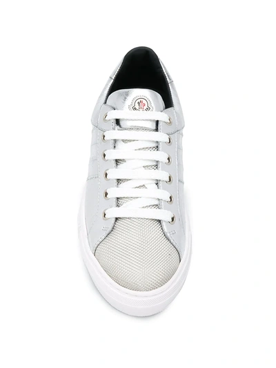 Shop Moncler Metallic Low-top Sneakers In Silver