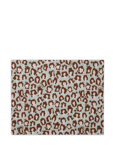 La Doublej Set Of 2 Lady Leopard-print Table Mats In Grau