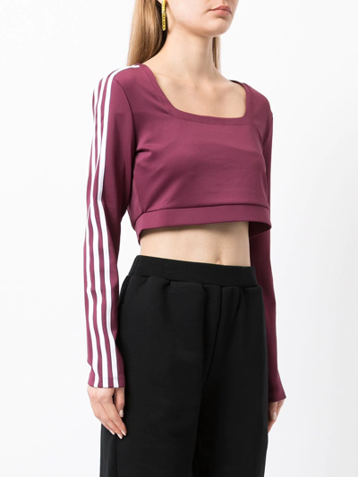 Adidas Originals Cropped Square-neck Sweatshirt In Red