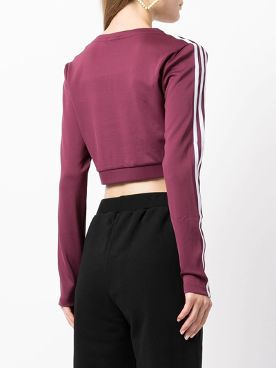 Adidas Originals Cropped Square-neck Sweatshirt In Red