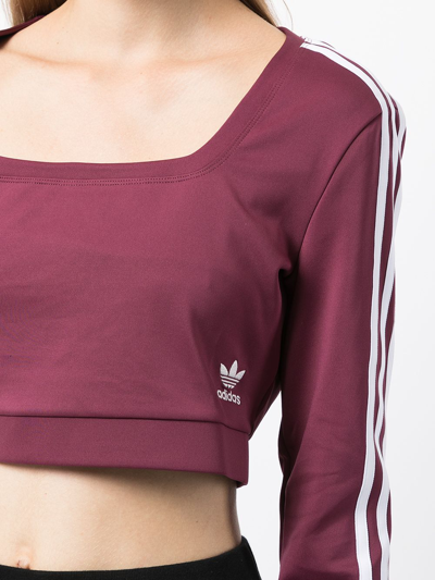Adidas Originals Cropped Square-neck Sweatshirt In Red