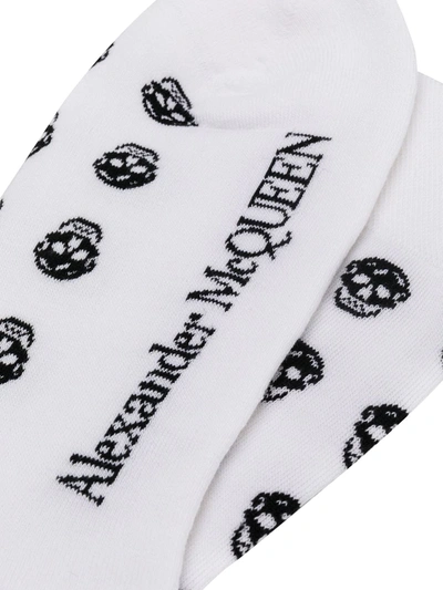 Shop Alexander Mcqueen Multi Skull Knit Socks In White