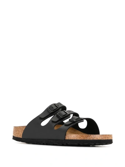 Birkenstock Florida Three-buckle Sandals In Black Leather