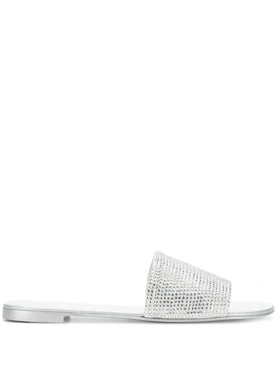 Shop Giuseppe Zanotti Adelia Crystal Slides In Metallic