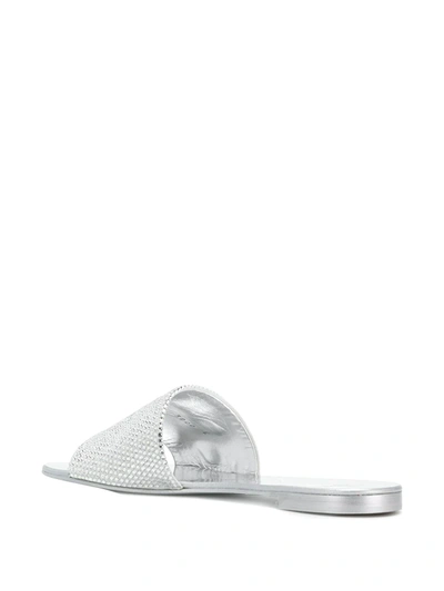 Giuseppe Zanotti Adelia Flat Swarovski Crystal Suede Sandals In Metallic