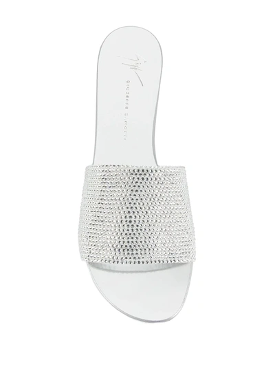 Giuseppe Zanotti Adelia Flat Swarovski Crystal Suede Sandals In Metallic