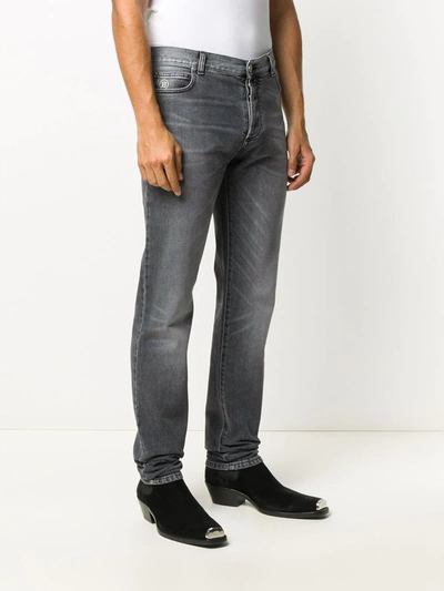 Shop Balmain Slim-fit Jeans In Grey