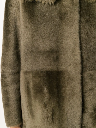 Shop Yves Salomon Hooded Shearling Coat In Green
