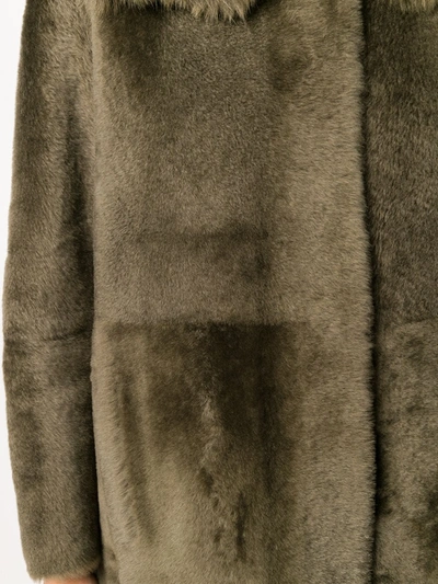 Yves Salomon Hooded Shearling Coat In Green