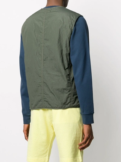 Shop Stone Island Crinkled Zip-up Gilet In Green