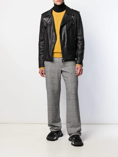 Dolce & Gabbana Leather Biker Jacket In Black