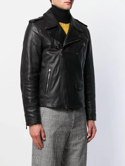 Dolce & Gabbana Leather Biker Jacket In Black