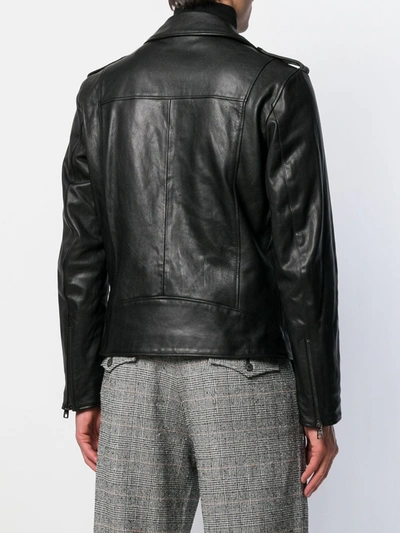Dolce & Gabbana Leather Biker Jacket In Black