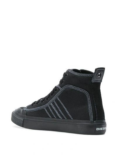 Shop Diesel High Top Sneakers In Bicolour Cotton In Black