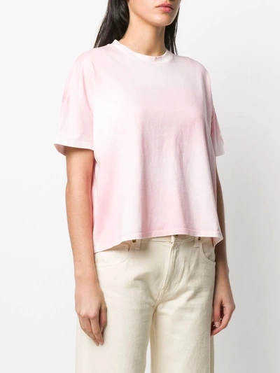 Shop Moncler Cropped Tie-dye T-shirt In Pink