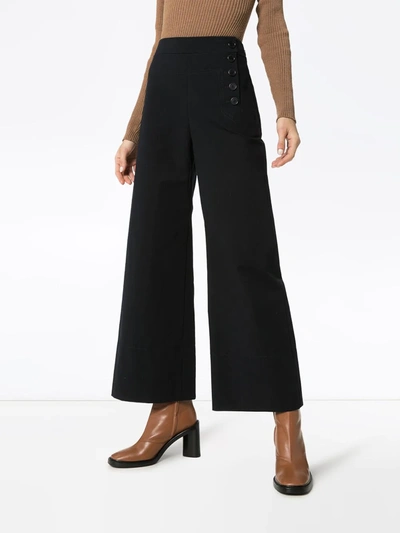 Shop Chloé Buttoned Flared Trousers In Blue
