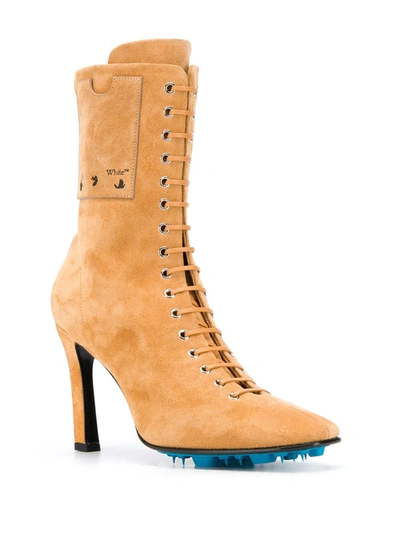 Off-white Lace-up Ankle Boots In Neutrals