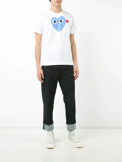 Shop Comme Des Garçons Play Heart Print T-shirt In White