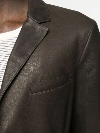 Shop Ajmone Leather Jacket In Brown