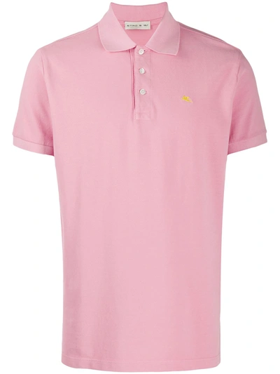 Shop Etro Embroidered-logo Polo Shirt In Pink