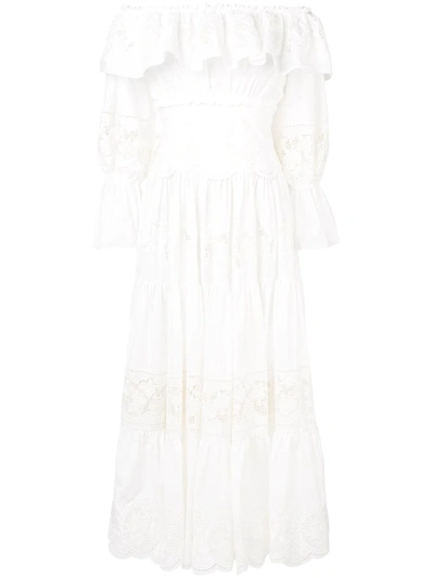 Shop Dolce & Gabbana Pleated Maxi Dress In White