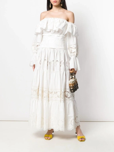 Shop Dolce & Gabbana Pleated Maxi Dress In White