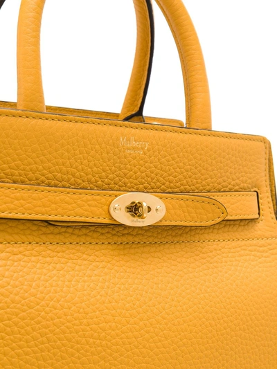 Shop Mulberry Bayswater Logo Tote Bag In Yellow