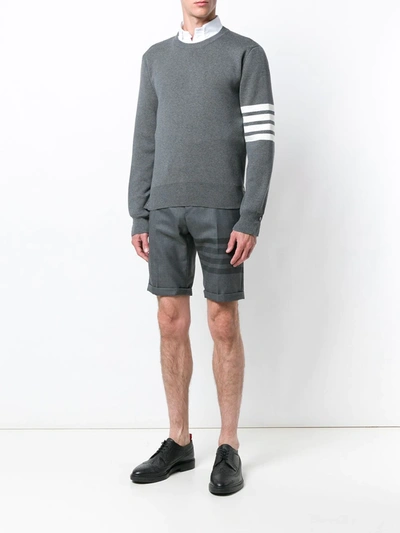 Thom Browne L Crewneck Sweater With 4 Bar Inlay In Grey