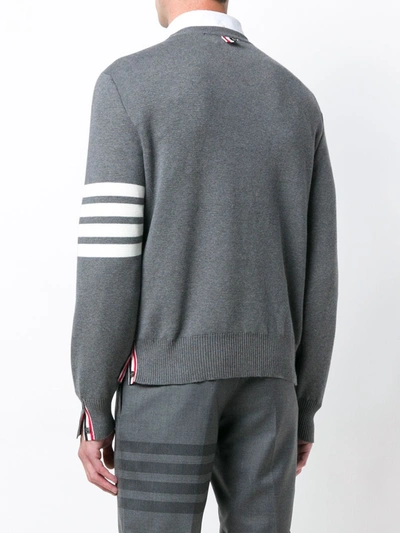 Shop Thom Browne 4-bar Milano Stitch Pullover In Grey