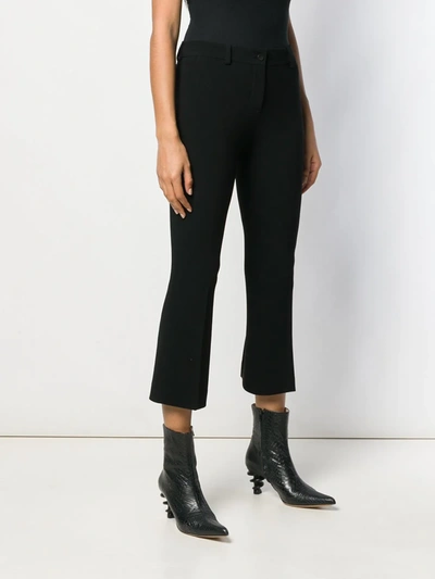 Shop Alberto Biani Cropped Crepe Trousers In Black