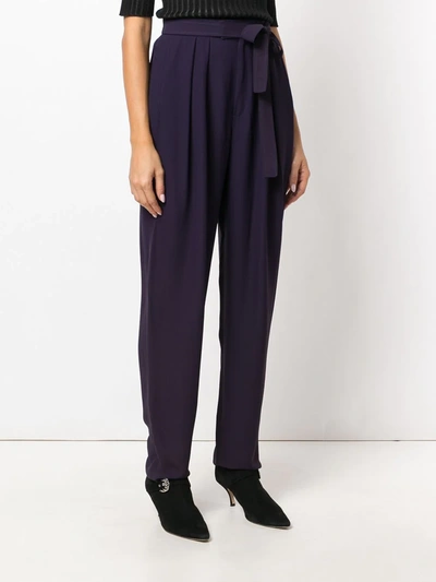 Pre-owned Saint Laurent Tie Waist Trousers In Purple
