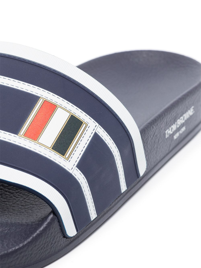 Shop Thom Browne Rwb-stripe Slip-on Slides In Blue