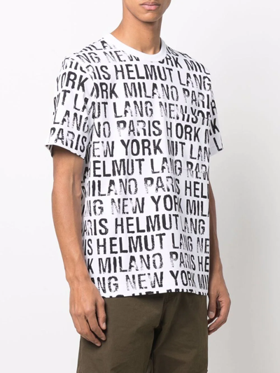 Shop Helmut Lang Distressed-effect Logo-print T-shirt In White