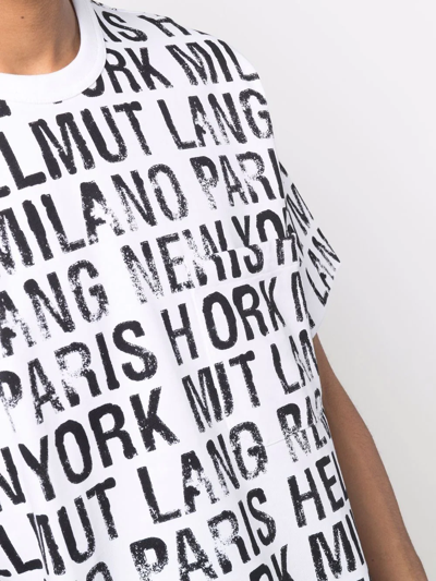 Shop Helmut Lang Distressed-effect Logo-print T-shirt In White