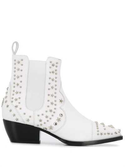 Shop Philipp Plein Low Cowboy Boots In White