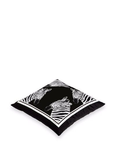 Shop Dolce & Gabbana Small Zebra-print Duchesse Cotton Cushion In Black