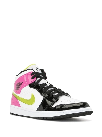 Shop Nike Air Jordan 1 Mid Se "cyber / Active Fuchsia" Sneakers In White