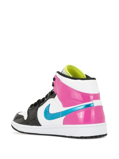 Nike Air Jordan 1 Mid Se "cyber / Active Fuchsia" Sneakers In White