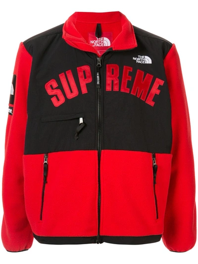 SUPREME TNF LOGO抓绒夹克 - 红色