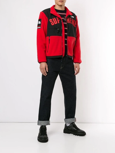 SUPREME TNF LOGO抓绒夹克 - 红色