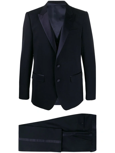 Shop Dolce & Gabbana Martini-fit Wool-silk Tuxedo Suit In Blue