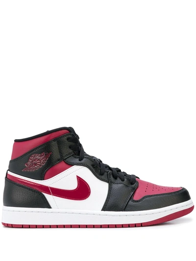 Nike Men s Air Jordan Retro 1 Mid Casual Shoes In Black fire Red white ModeSens