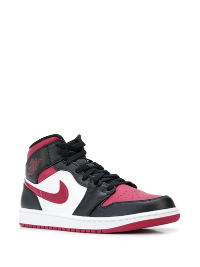 Shop Nike Air Jordan 1 Mid "bred Toe" Sneakers In Red