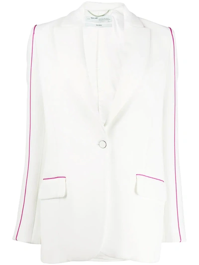 Shop Off-white Contrasting Trim Single-breasted Blazer In White