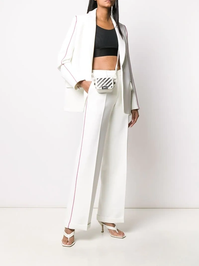 Shop Off-white Contrasting Trim Single-breasted Blazer In White