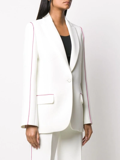 Shop Off-white Contrasting Trim Single-breasted Blazer In White